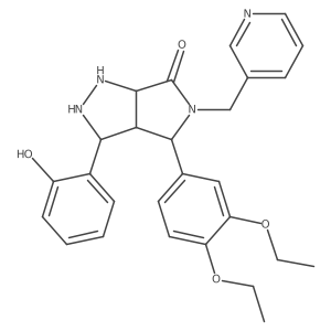 4-(3,4-Diethoxyphenyl)-3-(2-hydroxyphenyl)-5-(pyridin-3-ylmethyl)-1,2,3,3a,4,6a-hexahydropyrrolo[3,4-c]pyrazol-6-one结构式
