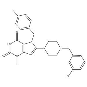 8-{4-[(3-Chlorophenyl)methyl]piperazinyl}-3-methyl-7-[(4-methylphenyl)methyl]-1,3,7-trihydropurine-2,6-dione Structure