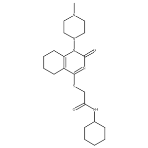 N-cyclohexyl-2-[[1-(4-methylpiperazin-1-yl)-2-oxo-5,6,7,8-tetrahydroquinazolin-4-yl]sulfanyl]acetamide结构式