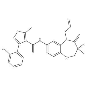 N-(5-allyl-3,3-dimethyl-4-oxo-2,3,4,5-tetrahydrobenzo[b][1,4]oxazepin-7-yl)-3-(2-chlorophenyl)-5-methylisoxazole-4-carboxamide结构式