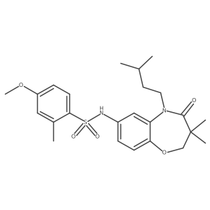 N-(5-isopentyl-3,3-dimethyl-4-oxo-2,3,4,5-tetrahydrobenzo[b][1,4]oxazepin-7-yl)-4-methoxy-2-methylbenzenesulfonamide结构式