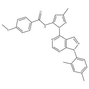 N-{1-[1-(2,4-dimethylphenyl)-1H-pyrazolo[3,4-d]pyrimidin-4-yl]-3-methyl-1H-pyrazol-5-yl}-4-methoxybenzamide结构式
