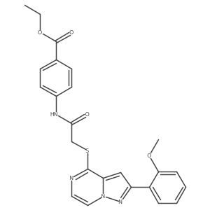 Ethyl 4-(2-{[2-(2-methoxyphenyl)pyrazolo[1,5-A]pyrazin-4-YL]sulfanyl}acetamido)benzoate结构式