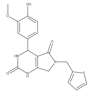 4-(4-hydroxy-3-methoxyphenyl)-6-(thiophen-2-ylmethyl)-3,4,6,7-tetrahydro-1H-pyrrolo[3,4-d]pyrimidine-2,5-dione Structure