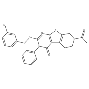 7-acetyl-2-((3-bromobenzyl)thio)-3-phenyl-5,6,7,8-tetrahydropyrido[4',3':4,5]thieno[2,3-d]pyrimidin-4(3H)-one Structure