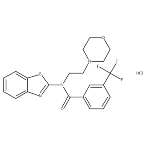 N-(benzo[d]thiazol-2-yl)-N-(2-morpholinoethyl)-3-(trifluoromethyl)benzamide hydrochloride结构式