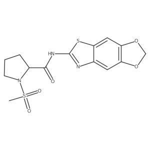 N-([1,3]dioxolo[4',5':4,5]benzo[1,2-d]thiazol-6-yl)-1-(methylsulfonyl)pyrrolidine-2-carboxamide结构式