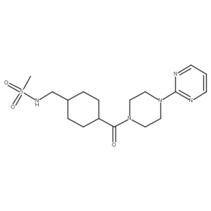 N-((4-(4-(pyrimidin-2-yl)piperazine-1-carbonyl)cyclohexyl)methyl)methanesulfonamide结构式