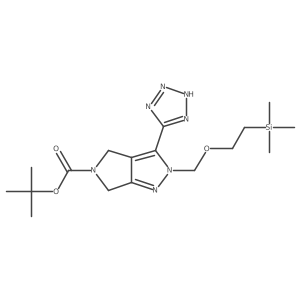Pyrrolo[3,4-c]pyrazole-5(4H)-carboxylic acid, 2,6-dihydro-3-(2H-tetrazol-5-yl)-2-[[2-(trimethylsilyl)ethoxy]methyl]-, 1,1-dimethylethyl ester Structure