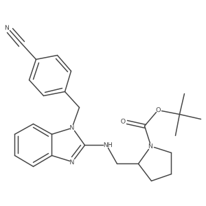 tert-Butyl 2-(((1-(4-cyanobenzyl)-1H-benzo[d]imidazol-2-yl)amino)methyl)pyrrolidine-1-carboxylate Structure