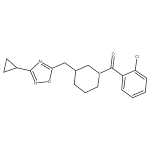 (2-Chlorophenyl)(3-((3-cyclopropyl-1,2,4-oxadiazol-5-yl)methyl)piperidin-1-yl)methanone Structure