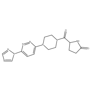 5-(4-(6-(1H-1,2,4-triazol-1-yl)pyridazin-3-yl)piperazine-1-carbonyl)pyrrolidin-2-one结构式