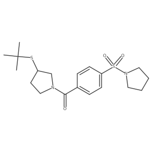 (3-(Tert-butylthio)pyrrolidin-1-yl)(4-(pyrrolidin-1-ylsulfonyl)phenyl)methanone Structure