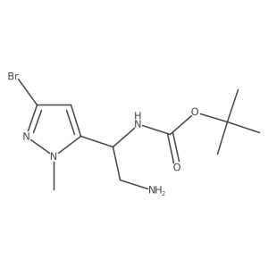 tert-butyl N-[2-amino-1-(3-bromo-1-methyl-1H-pyrazol-5-yl)ethyl]carbamate Structure