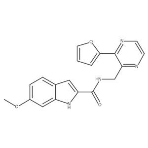 N-((3-(furan-2-yl)pyrazin-2-yl)methyl)-6-methoxy-1H-indole-2-carboxamide结构式
