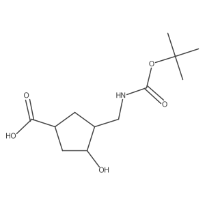 (1R,3S,4S)-3-Hydroxy-4-[[(2-methylpropan-2-yl)oxycarbonylamino]methyl]cyclopentane-1-carboxylic acid Structure