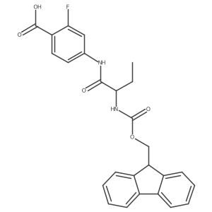 4-[(2S)-2-({[(9H-fluoren-9-yl)methoxy]carbonyl}amino)butanamido]-2-fluorobenzoic acid结构式