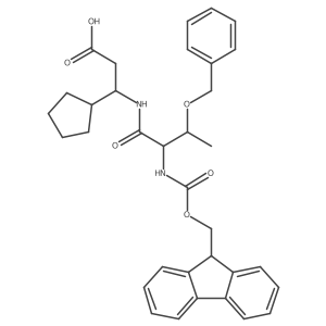 3-[(2R,3S)-3-(benzyloxy)-2-({[(9H-fluoren-9-yl)methoxy]carbonyl}amino)butanamido]-3-cyclopentylpropanoic acid Structure