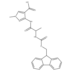 3-[2-({[(9H-fluoren-9-yl)methoxy]carbonyl}amino)propanamido]-1-methyl-1H-pyrazole-4-carboxylic acid Structure