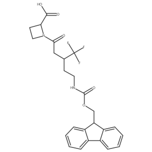 1-[5-({[(9H-fluoren-9-yl)methoxy]carbonyl}amino)-3-(trifluoromethyl)pentanoyl]azetidine-2-carboxylic acid结构式