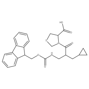 3-[2-(cyclopropylmethyl)-3-({[(9H-fluoren-9-yl)methoxy]carbonyl}amino)propanoyl]-1,3-thiazolidine-4-carboxylic acid结构式