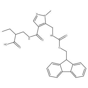 2-[({5-[({[(9H-fluoren-9-yl)methoxy]carbonyl}amino)methyl]-1-methyl-1H-pyrazol-4-yl}formamido)methyl]butanoic acid Structure