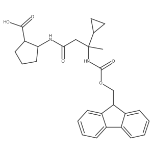 2-[3-cyclopropyl-3-({[(9H-fluoren-9-yl)methoxy]carbonyl}amino)butanamido]cyclopentane-1-carboxylic acid结构式