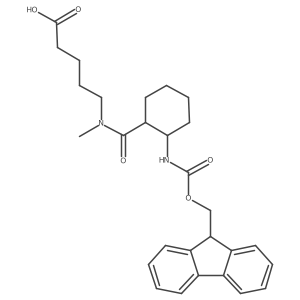 rac-5-{1-[(1R,2S)-2-({[(9H-fluoren-9-yl)methoxy]carbonyl}amino)cyclohexyl]-N-methylformamido}pentanoic acid Structure