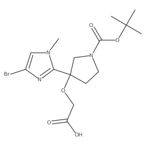 2-{[3-(4-bromo-1-methyl-1H-imidazol-2-yl)-1-[(tert-butoxy)carbonyl]pyrrolidin-3-yl]oxy}acetic acid结构式