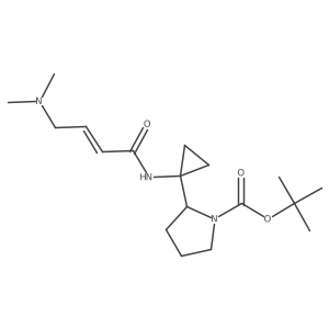 tert-butyl 2-{1-[(2E)-4-(dimethylamino)but-2-enamido]cyclopropyl}pyrrolidine-1-carboxylate结构式