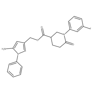 (5-amino-1-phenyl-1H-pyrazol-3-yl)methyl 1-(3-fluorophenyl)-6-oxopiperidine-3-carboxylate结构式