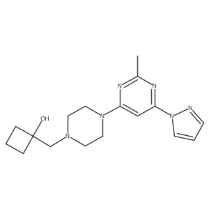 1-({4-[2-methyl-6-(1H-pyrazol-1-yl)pyrimidin-4-yl]piperazin-1-yl}methyl)cyclobutan-1-ol Structure