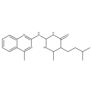6-Methyl-5-(3-methylbutyl)-2-[(4-methylquinazolin-2-yl)amino]-1,3-diazinan-4-one Structure