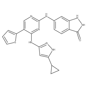 6-[4-(5-Cyclopropyl-2h-pyrazol-3-ylamino)-5-thiophen-2-yl-pyrimidin-2-ylamino]-1,2-dihydro-indazol-3-one结构式