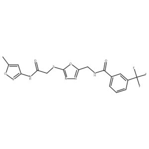 N-((5-((2-((5-methylisoxazol-3-yl)amino)-2-oxoethyl)thio)-1,3,4-oxadiazol-2-yl)methyl)-3-(trifluoromethyl)benzamide结构式