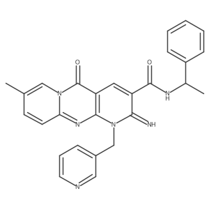 2-imino-8-methyl-5-oxo-N-(1-phenylethyl)-1-(pyridin-3-ylmethyl)-1,5-dihydro-2H-dipyrido[1,2-a:2',3'-d]pyrimidine-3-carboxamide结构式