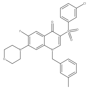 3-((3-chlorophenyl)sulfonyl)-6-fluoro-1-(3-methylbenzyl)-7-morpholinoquinolin-4(1H)-one Structure