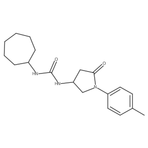 1-Cycloheptyl-3-(5-oxo-1-(p-tolyl)pyrrolidin-3-yl)urea结构式