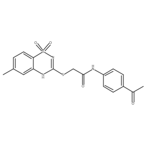 N-(4-acetylphenyl)-2-((6-methyl-1,1-dioxido-4H-benzo[e][1,2,4]thiadiazin-3-yl)thio)acetamide结构式
