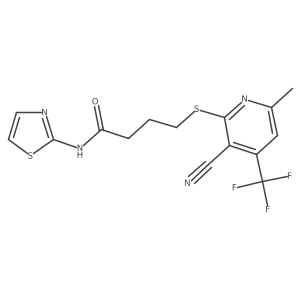 4-((3-cyano-6-methyl-4-(trifluoromethyl)pyridin-2-yl)thio)-N-(thiazol-2-yl)butanamide Structure