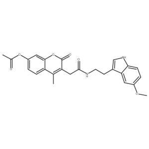 3-(2-{[2-(5-methoxy-1H-indol-3-yl)ethyl]amino}-2-oxoethyl)-4-methyl-2-oxo-2H-chromen-7-yl acetate Structure