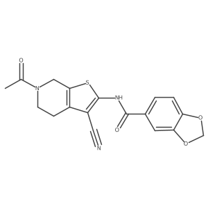 N-(6-acetyl-3-cyano-4,5,6,7-tetrahydrothieno[2,3-c]pyridin-2-yl)benzo[d][1,3]dioxole-5-carboxamide Structure