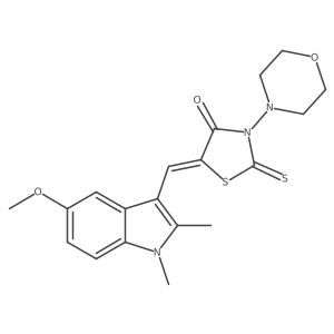 (5Z)-5-[(5-methoxy-1,2-dimethyl-1H-indol-3-yl)methylidene]-3-(morpholin-4-yl)-2-thioxo-1,3-thiazolidin-4-one结构式