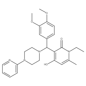 3-((3,4-dimethoxyphenyl)(4-(pyridin-2-yl)piperazin-1-yl)methyl)-1-ethyl-4-hydroxy-6-methylpyridin-2(1H)-one Structure