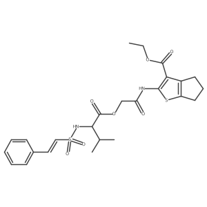 ethyl 2-(2-{[(2S)-3-methyl-2-(2-phenylethenesulfonamido)butanoyl]oxy}acetamido)-4H,5H,6H-cyclopenta[b]thiophene-3-carboxylate Structure