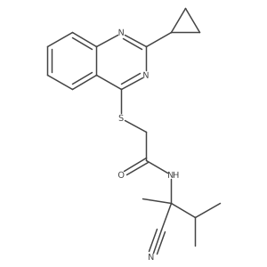 N-(1-cyano-1,2-dimethylpropyl)-2-[(2-cyclopropylquinazolin-4-yl)sulfanyl]acetamide结构式