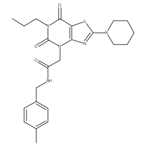 2-(5,7-dioxo-2-(piperidin-1-yl)-6-propyl-6,7-dihydrothiazolo[4,5-d]pyrimidin-4(5H)-yl)-N-(4-methylbenzyl)acetamide Structure