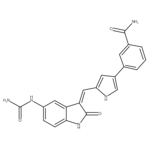3-(5-{[(3Z)-5-(carbamoylamino)-2-oxo-2,3-dihydro-1H-indol-3-ylidene]methyl}-1H-pyrrol-3-yl)benzamide结构式