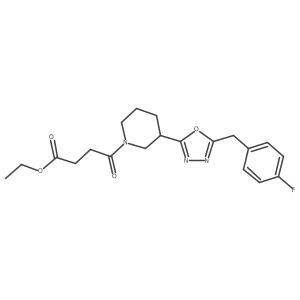 Ethyl 4-(3-(5-(4-fluorobenzyl)-1,3,4-oxadiazol-2-yl)piperidin-1-yl)-4-oxobutanoate结构式
