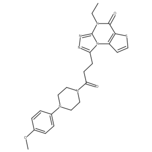 4-ethyl-1-(3-(4-(4-methoxyphenyl)piperazin-1-yl)-3-oxopropyl)thieno[2,3-e][1,2,4]triazolo[4,3-a]pyrimidin-5(4H)-one结构式